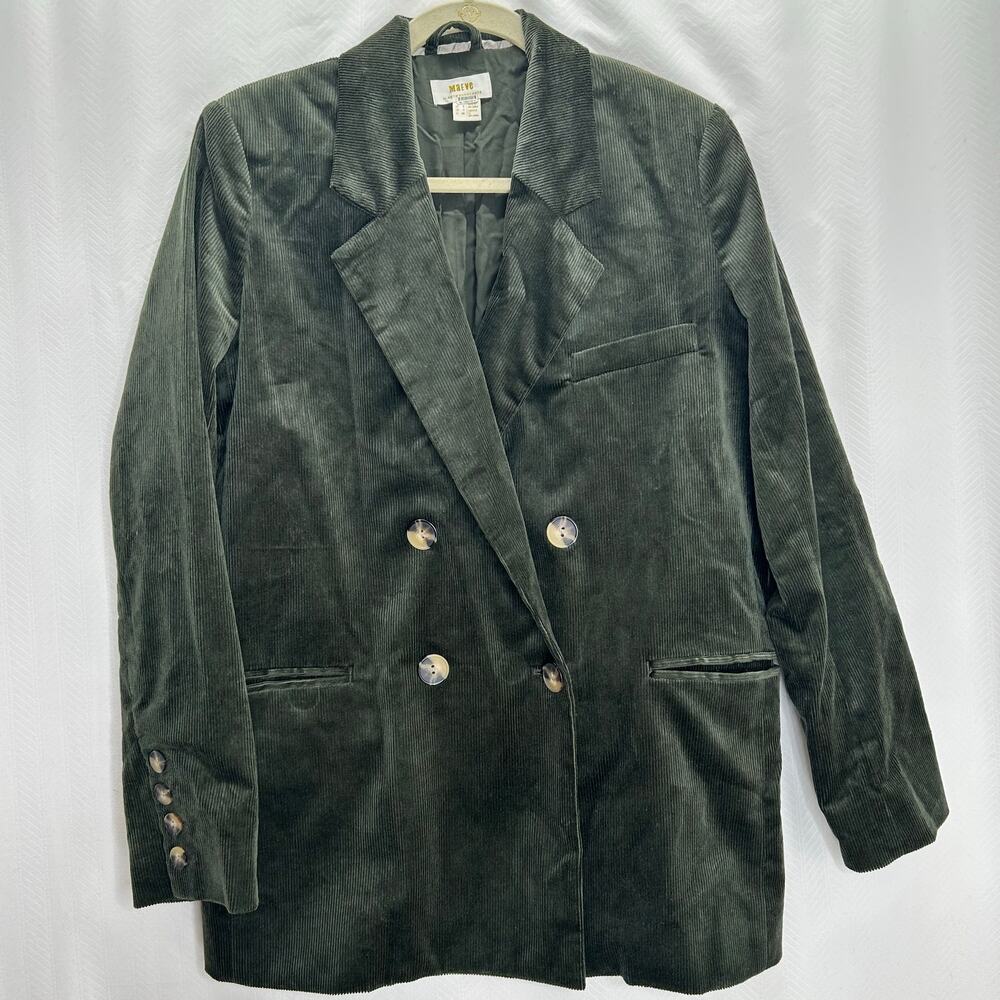 Maeve green corduroy blazer double breasted preppy old money classic academic